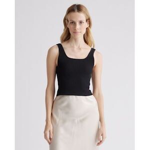 Quince Black Ribbed Tank Top